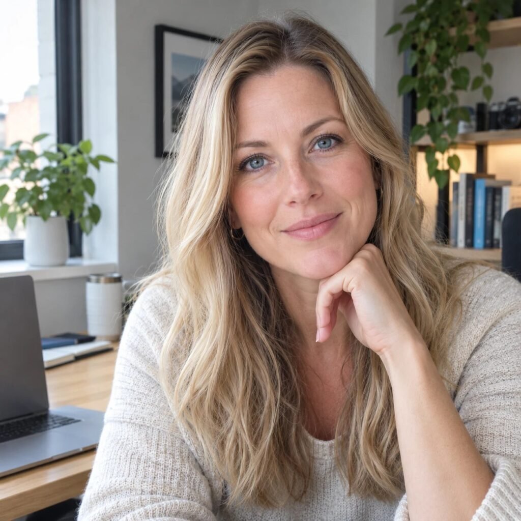 Caroline Rose, founder and editor of Her Thought Lounge, at her desk